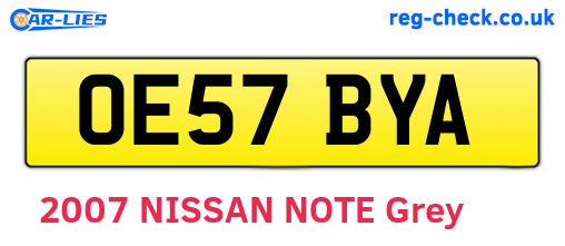 OE57BYA are the vehicle registration plates.