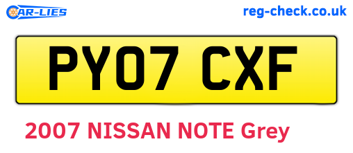 PY07CXF are the vehicle registration plates.