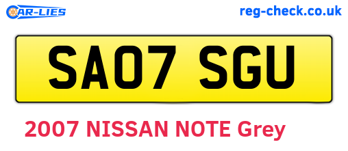 SA07SGU are the vehicle registration plates.