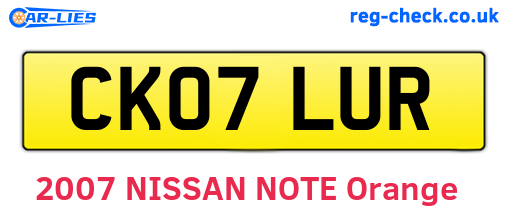 CK07LUR are the vehicle registration plates.