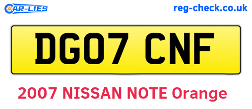 DG07CNF are the vehicle registration plates.