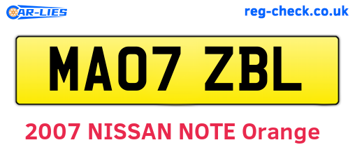 MA07ZBL are the vehicle registration plates.
