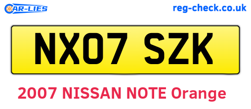 NX07SZK are the vehicle registration plates.