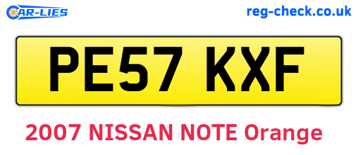 PE57KXF are the vehicle registration plates.