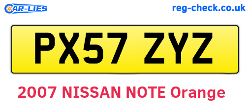 PX57ZYZ are the vehicle registration plates.