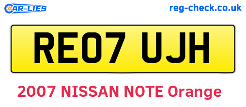 RE07UJH are the vehicle registration plates.