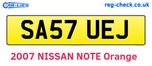 SA57UEJ are the vehicle registration plates.