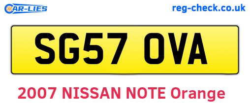 SG57OVA are the vehicle registration plates.