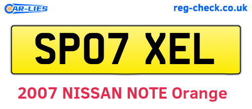 SP07XEL are the vehicle registration plates.