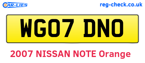 WG07DNO are the vehicle registration plates.