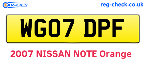 WG07DPF are the vehicle registration plates.