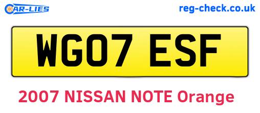 WG07ESF are the vehicle registration plates.