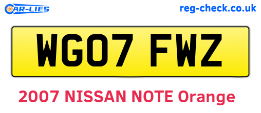 WG07FWZ are the vehicle registration plates.