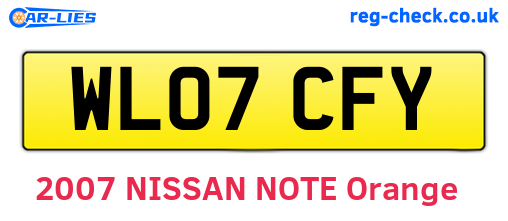 WL07CFY are the vehicle registration plates.