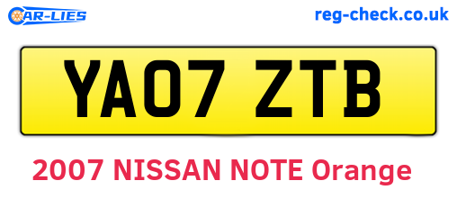 YA07ZTB are the vehicle registration plates.
