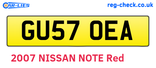 GU57OEA are the vehicle registration plates.