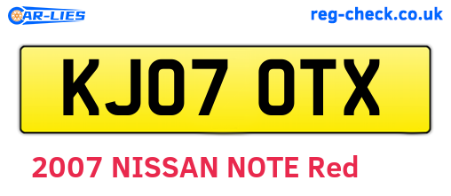 KJ07OTX are the vehicle registration plates.