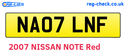 NA07LNF are the vehicle registration plates.