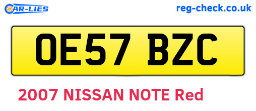 OE57BZC are the vehicle registration plates.