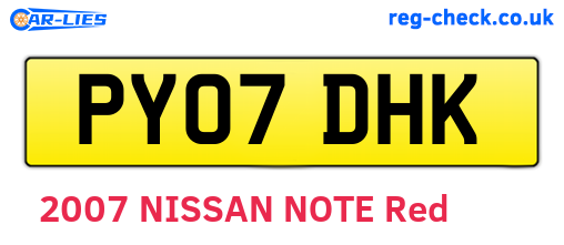 PY07DHK are the vehicle registration plates.