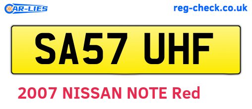 SA57UHF are the vehicle registration plates.