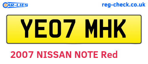 YE07MHK are the vehicle registration plates.