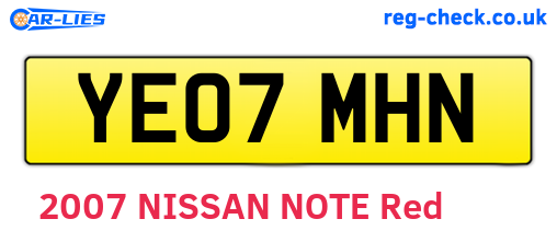 YE07MHN are the vehicle registration plates.