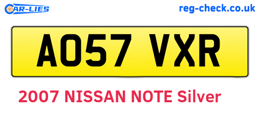 AO57VXR are the vehicle registration plates.