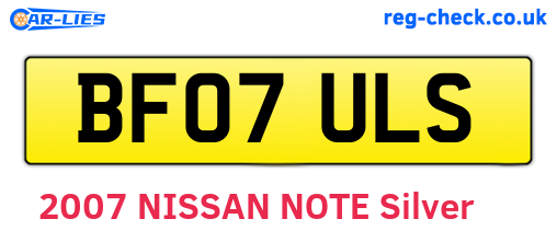 BF07ULS are the vehicle registration plates.
