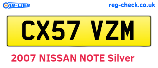 CX57VZM are the vehicle registration plates.