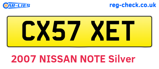 CX57XET are the vehicle registration plates.