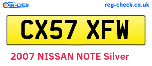 CX57XFW are the vehicle registration plates.