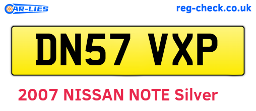 DN57VXP are the vehicle registration plates.