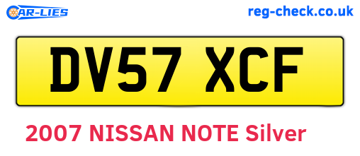 DV57XCF are the vehicle registration plates.