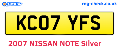 KC07YFS are the vehicle registration plates.