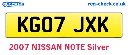 KG07JXK are the vehicle registration plates.