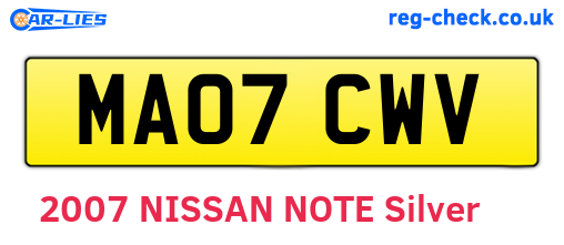 MA07CWV are the vehicle registration plates.