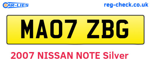 MA07ZBG are the vehicle registration plates.