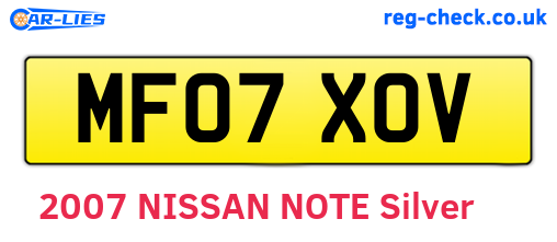 MF07XOV are the vehicle registration plates.