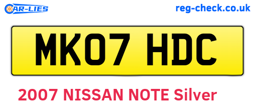 MK07HDC are the vehicle registration plates.