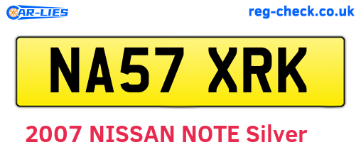 NA57XRK are the vehicle registration plates.