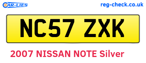 NC57ZXK are the vehicle registration plates.