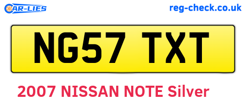 NG57TXT are the vehicle registration plates.