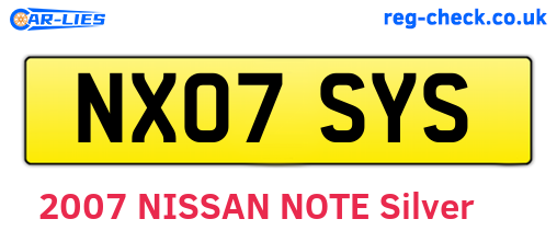 NX07SYS are the vehicle registration plates.