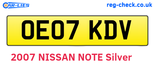 OE07KDV are the vehicle registration plates.