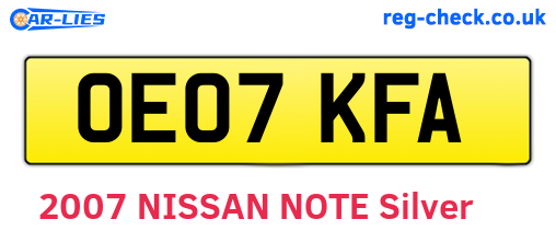 OE07KFA are the vehicle registration plates.