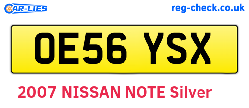 OE56YSX are the vehicle registration plates.