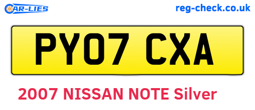 PY07CXA are the vehicle registration plates.