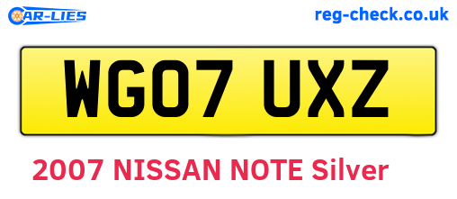 WG07UXZ are the vehicle registration plates.