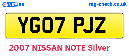 YG07PJZ are the vehicle registration plates.